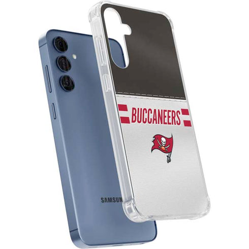 NFL Tampa Bay Buccaneers White Striped Galaxy A35 5G Clear Case