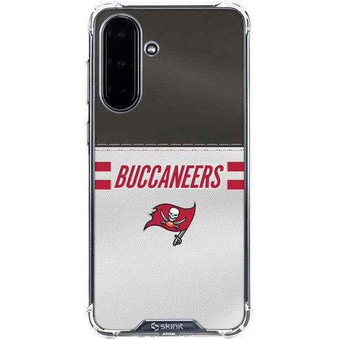 NFL Tampa Bay Buccaneers White Striped Galaxy A36 5G Clear Case