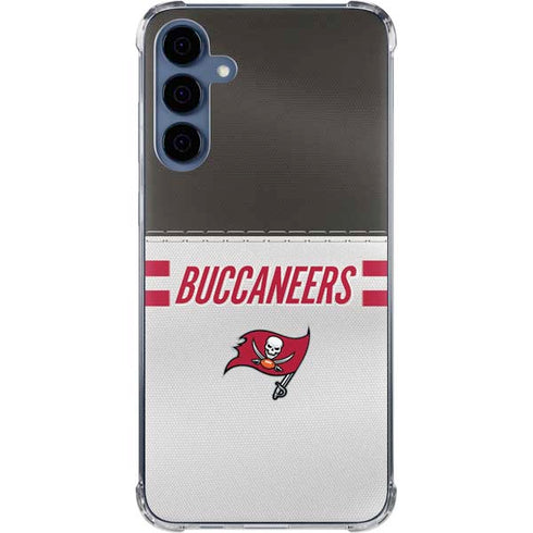 NFL Tampa Bay Buccaneers White Striped Galaxy A55 5G Clear Case