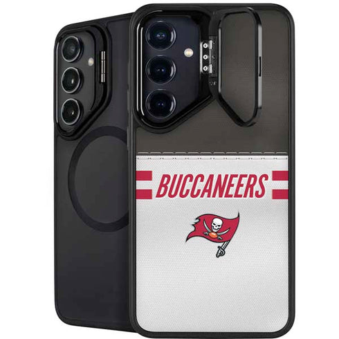 NFL Tampa Bay Buccaneers White Striped Galaxy S25 Plus Kickstand Case