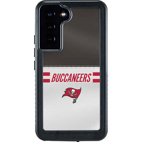 NFL Tampa Bay Buccaneers White Striped Galaxy S24 Plus Waterproof Case