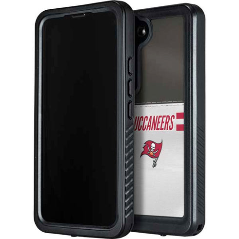 NFL Tampa Bay Buccaneers White Striped Galaxy S24 Plus Waterproof Case