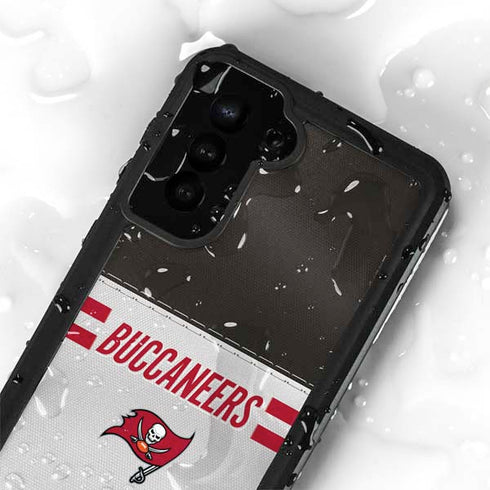 NFL Tampa Bay Buccaneers White Striped Galaxy S24 Plus Waterproof Case