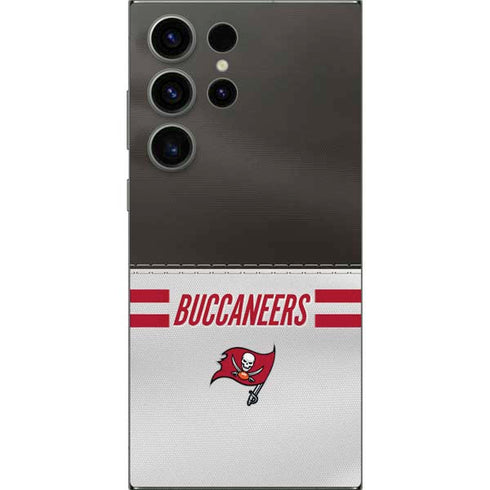 NFL Tampa Bay Buccaneers White Striped Galaxy S25 Ultra Skin