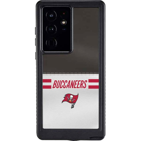 NFL Tampa Bay Buccaneers White Striped Galaxy S24 Ultra Waterproof Case