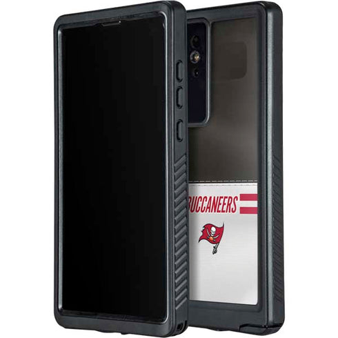NFL Tampa Bay Buccaneers White Striped Galaxy S24 Ultra Waterproof Case