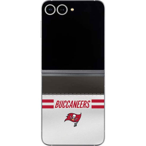 NFL Tampa Bay Buccaneers White Striped Galaxy Z Flip6 Skin