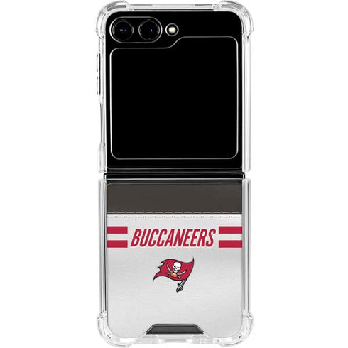 NFL Tampa Bay Buccaneers White Striped Galaxy Z Flip6 Clear Case