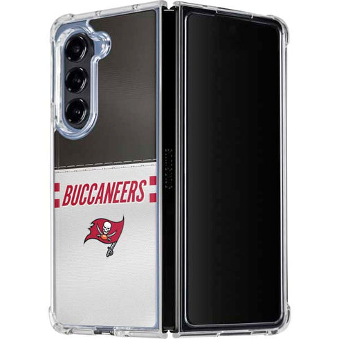 NFL Tampa Bay Buccaneers White Striped Galaxy Z Fold5 5G Clear Case