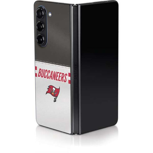NFL Tampa Bay Buccaneers White Striped Galaxy Z Fold5 5G Skin