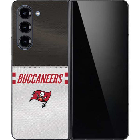 NFL Tampa Bay Buccaneers White Striped Galaxy Z Fold5 5G Skin