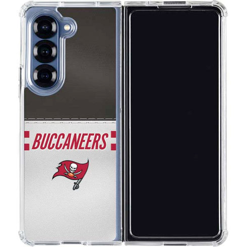 NFL Tampa Bay Buccaneers White Striped Galaxy Z Fold6 Clear Case