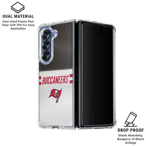 NFL Tampa Bay Buccaneers White Striped Galaxy Z Fold6 Clear Case