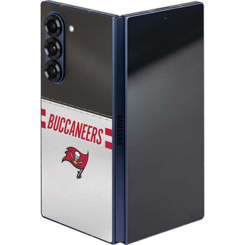 NFL Tampa Bay Buccaneers White Striped Galaxy Z Fold6 Skin
