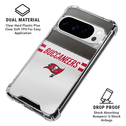 NFL Tampa Bay Buccaneers White Striped Google Pixel 10 Pro XL Clear Case