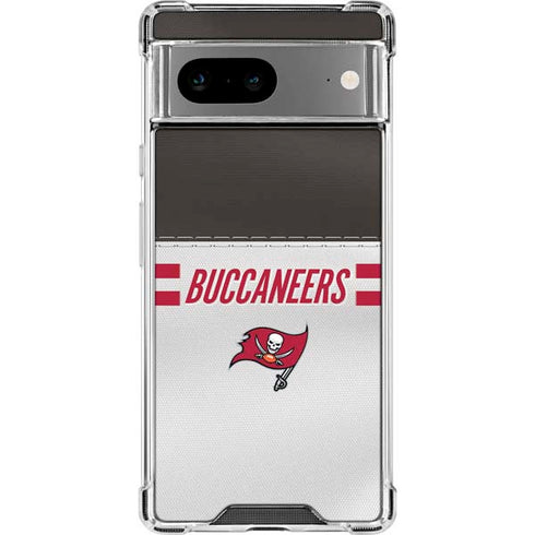 NFL Tampa Bay Buccaneers White Striped Google Pixel 8a Clear Case