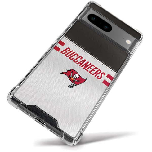 NFL Tampa Bay Buccaneers White Striped Google Pixel 8a Clear Case