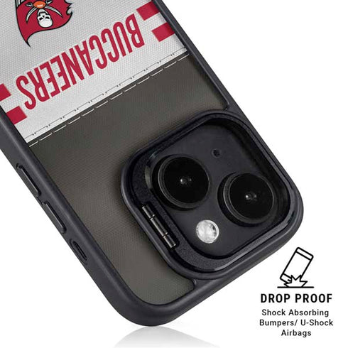 NFL Tampa Bay Buccaneers White Striped iPhone 14 Kickstand Case