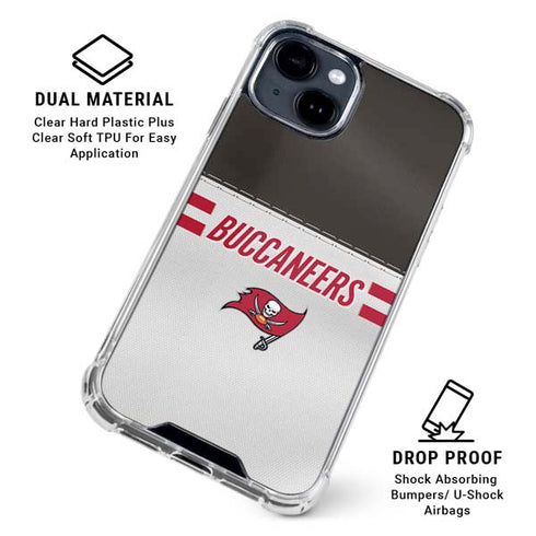 NFL Tampa Bay Buccaneers White Striped iPhone 15 Clear Case