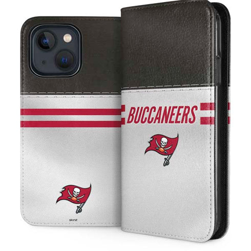 NFL Tampa Bay Buccaneers White Striped iPhone 15 Folio Case