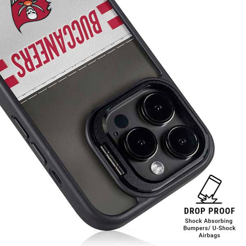 NFL Tampa Bay Buccaneers White Striped iPhone 15 Pro Kickstand Case