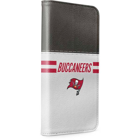NFL Tampa Bay Buccaneers White Striped iPhone 15 Pro Max Folio Case