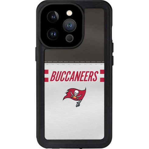 NFL Tampa Bay Buccaneers White Striped iPhone 15 Pro Waterproof Case