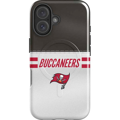 NFL Tampa Bay Buccaneers White Striped iPhone 16 Magsafe Impact Case