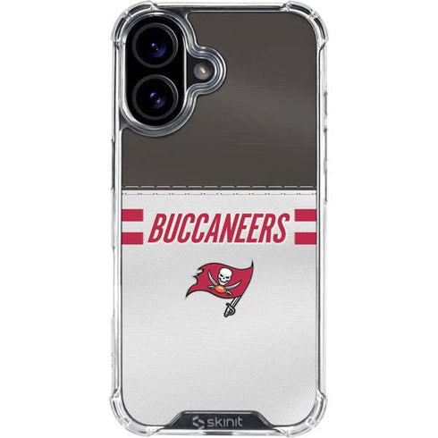 NFL Tampa Bay Buccaneers White Striped iPhone 16 Plus Clear Case