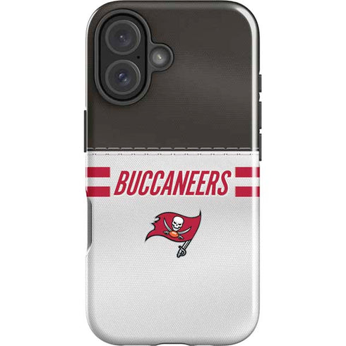 NFL Tampa Bay Buccaneers White Striped iPhone 16 Plus Impact Case