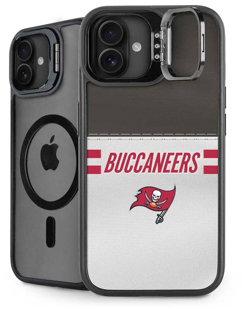 NFL Tampa Bay Buccaneers White Striped iPhone 16 Plus Kickstand Case