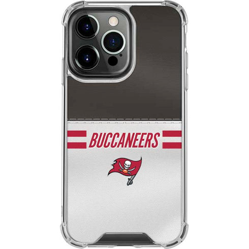 NFL Tampa Bay Buccaneers White Striped iPhone 16 Pro Clear Case