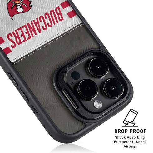 NFL Tampa Bay Buccaneers White Striped iPhone 16 Pro Kickstand Case