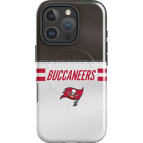 NFL Tampa Bay Buccaneers White Striped iPhone 16 Pro Magsafe Impact Case