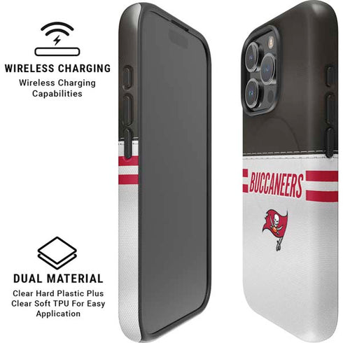 NFL Tampa Bay Buccaneers White Striped iPhone 16 Pro Magsafe Impact Case