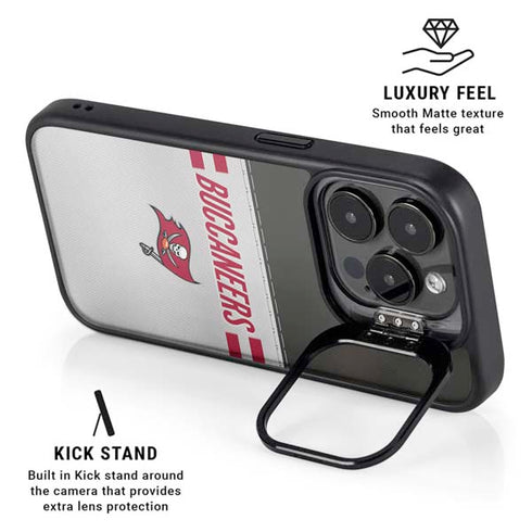 NFL Tampa Bay Buccaneers White Striped iPhone 16 Pro Max Kickstand Case