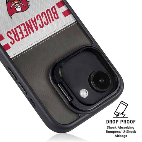 NFL Tampa Bay Buccaneers White Striped iPhone 16e Kickstand Case