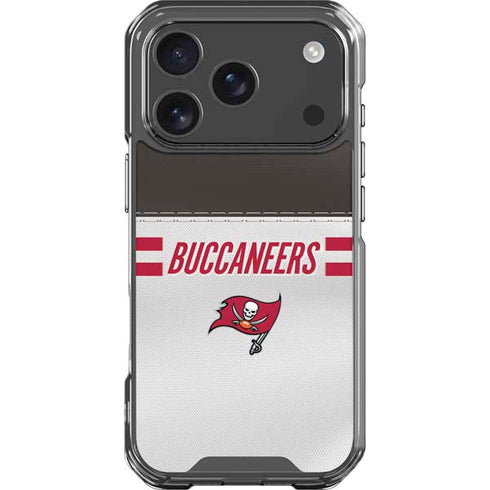 NFL Tampa Bay Buccaneers White Striped iPhone 18 Pro Clear Case