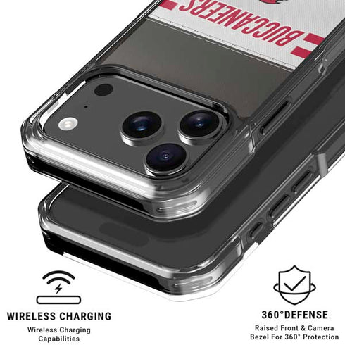 NFL Tampa Bay Buccaneers White Striped iPhone 18 Pro Clear Case