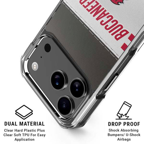 NFL Tampa Bay Buccaneers White Striped iPhone 18 Pro Clear Case