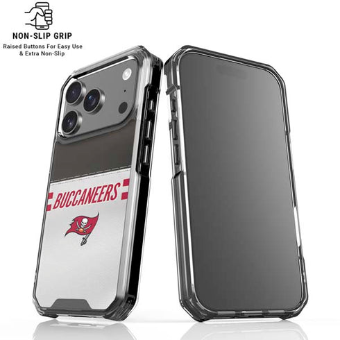 NFL Tampa Bay Buccaneers White Striped iPhone 18 Pro Clear Case