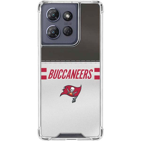 NFL Tampa Bay Buccaneers White Striped Moto G 5G (2025) Clear Case