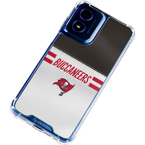NFL Tampa Bay Buccaneers White Striped Moto G 5G (2024) Clear Case
