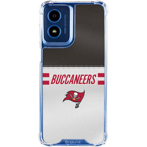 NFL Tampa Bay Buccaneers White Striped Moto G Play 4G (2024) Clear Case