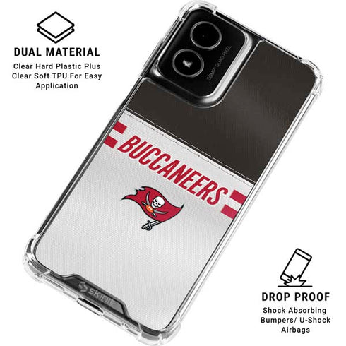 NFL Tampa Bay Buccaneers White Striped Moto G Power 5G (2024) Clear Case