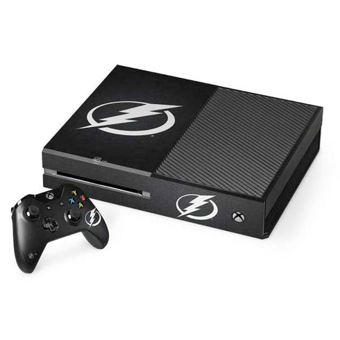 NHL Tampa Bay Lightning Black Background Xbox One Console and Controller Bundle Skin
