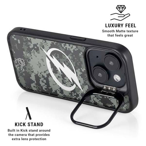 NHL Tampa Bay Lightning Camo iPhone 15 Kickstand Case