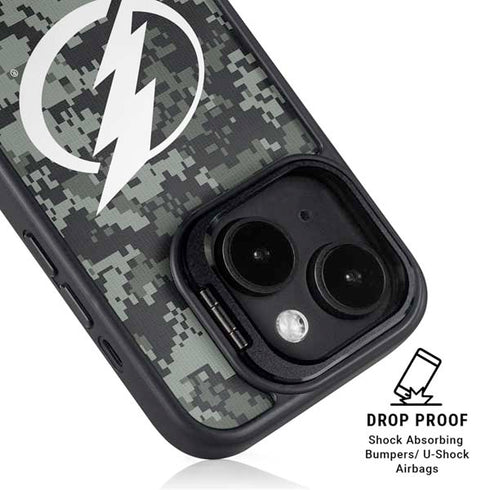 NHL Tampa Bay Lightning Camo iPhone 15 Kickstand Case
