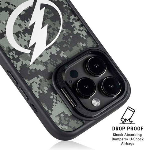 NHL Tampa Bay Lightning Camo iPhone 15 Pro Kickstand Case