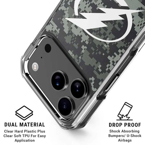 NHL Tampa Bay Lightning Camo iPhone 18 Pro Clear Case